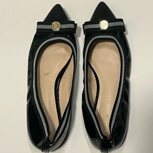 Tommy Hilfiger Black and White Flats with Gold Accents
